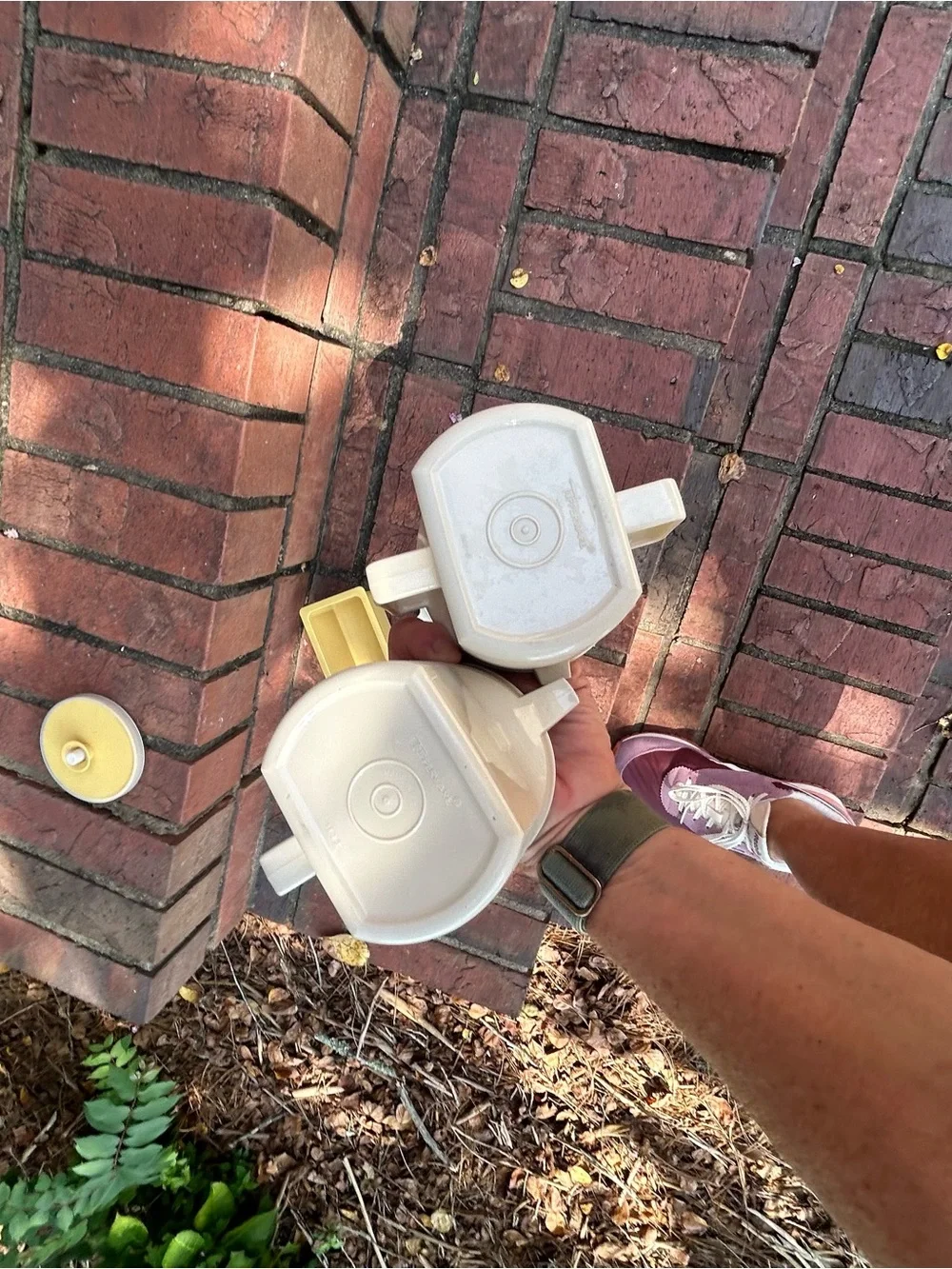 Vintage 1970s Tupperware Almond Harvest Gold Creamer, Sugar Pitcher & Butter Set